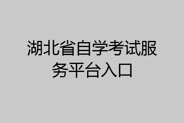 湖北省自学考试服务平台入口