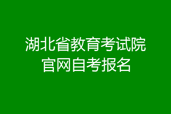 湖北省教育考试院官网自考报名