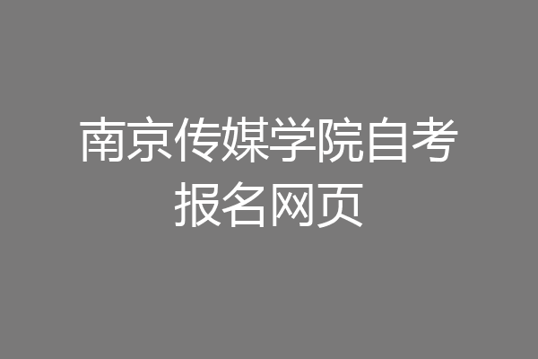 南京传媒学院自考报名网页