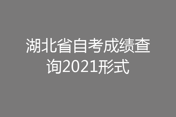 湖北省自考成绩查询2021形式