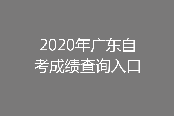 2020年广东自考成绩查询入口