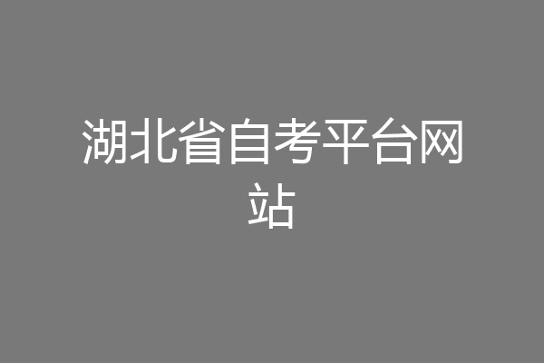 湖北省自考平台网站