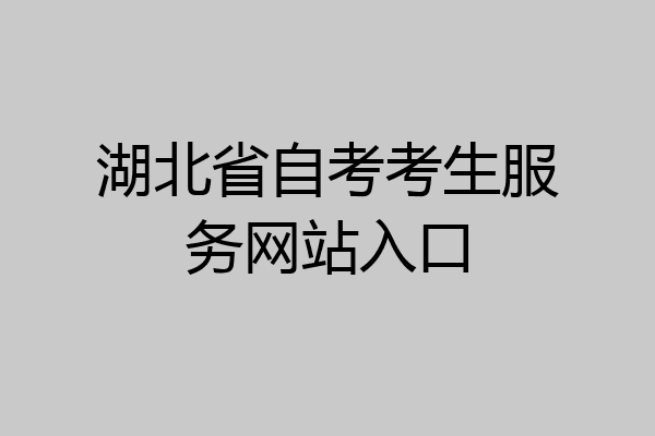 湖北省自考考生服务网站入口