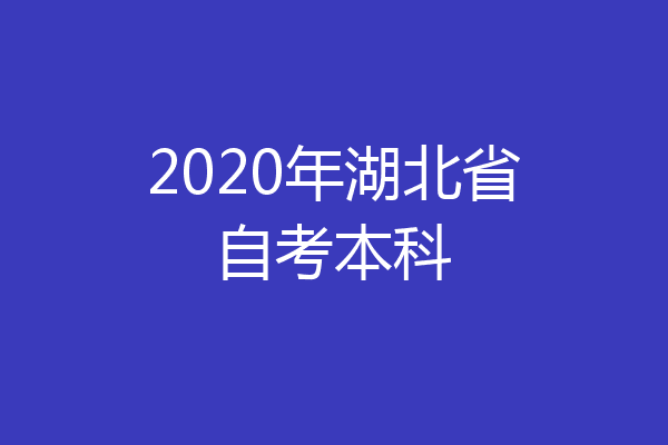 2020年湖北省自考本科
