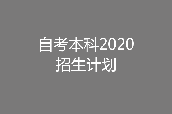 自考本科2020招生计划