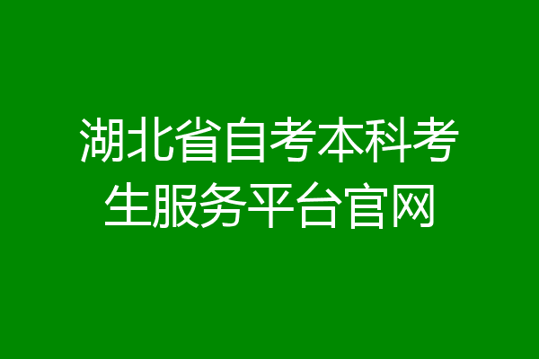 湖北省自考本科考生服务平台官网