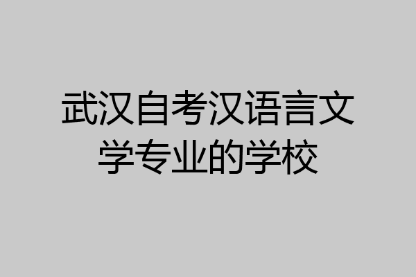 武汉自考汉语言文学专业的学校