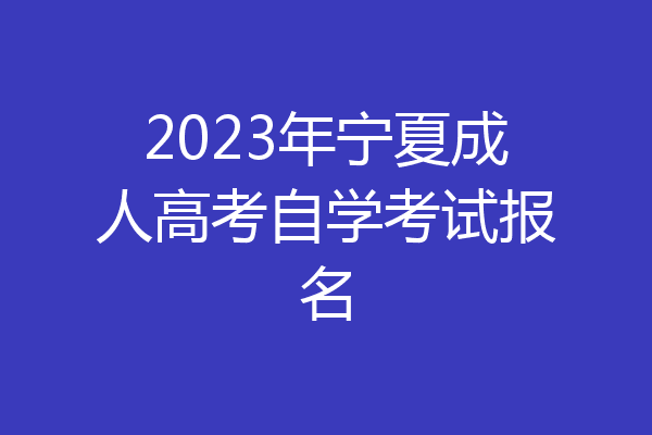 2023年宁夏成人高考自学考试报名