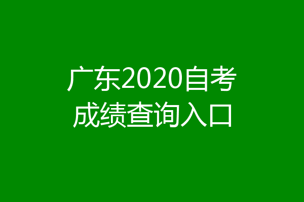 广东2020自考成绩查询入口