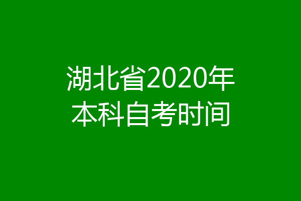 湖北省2020年本科自考时间