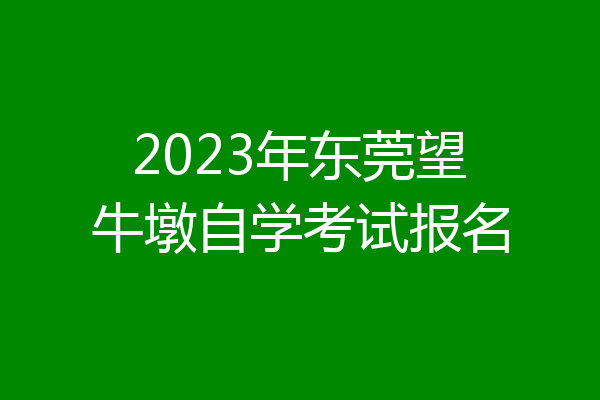 2023年东莞望牛墩自学考试报名