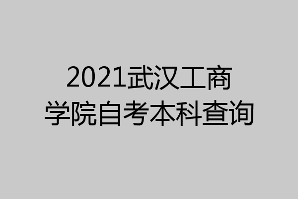 2021武汉工商学院自考本科查询