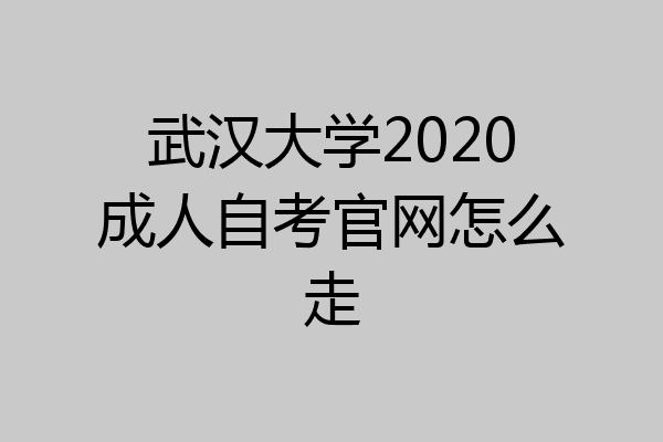 武汉大学2020成人自考官网怎么走