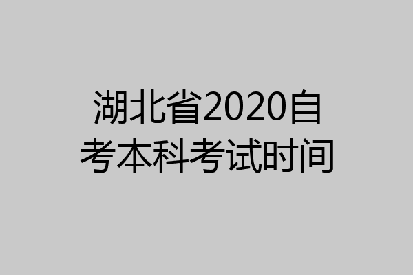 湖北省2020自考本科考试时间