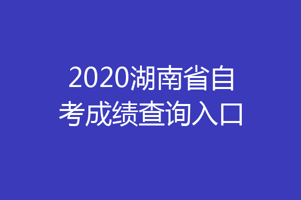 2020湖南省自考成绩查询入口