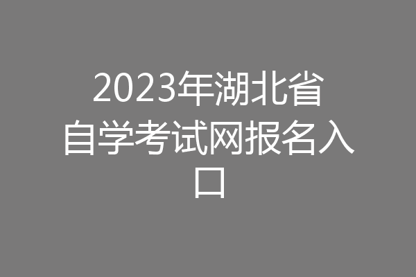 2023年湖北省自学考试网报名入口