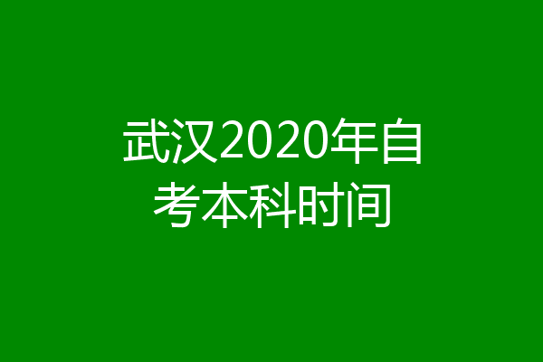 武汉2020年自考本科时间