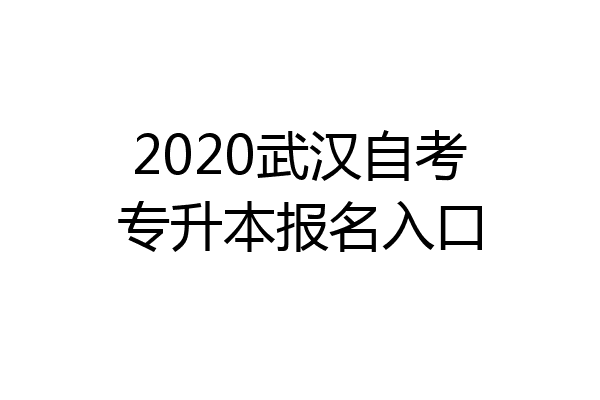 2020武汉自考专升本报名入口