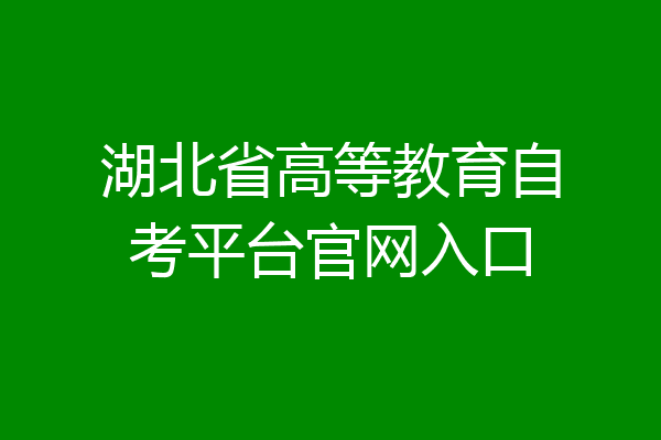 湖北省高等教育自考平台官网入口