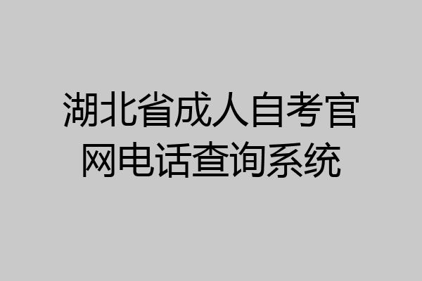 湖北省成人自考官网电话查询系统
