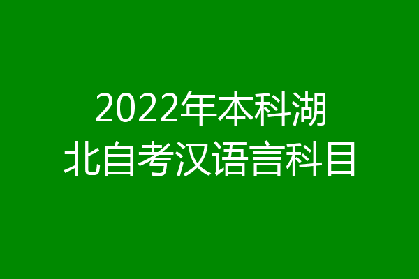 2022年本科湖北自考汉语言科目