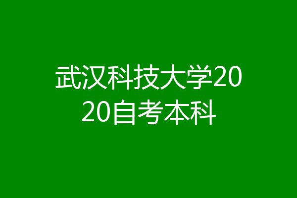 武汉科技大学2020自考本科