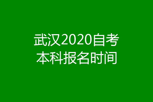 武汉2020自考本科报名时间