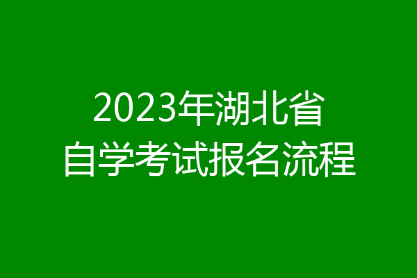 2023年湖北省自学考试报名流程