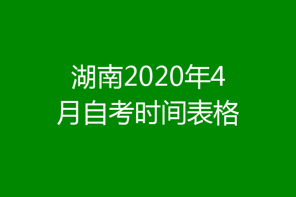 湖南2020年4月自考时间表格