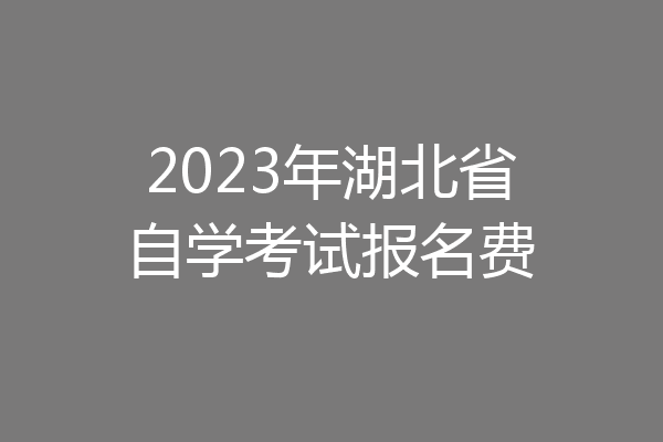 2023年湖北省自学考试报名费