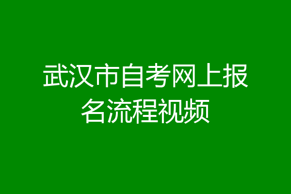 武汉市自考网上报名流程视频