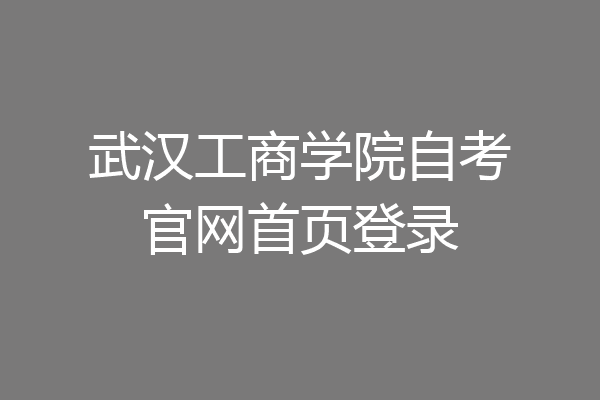 武汉工商学院自考官网首页登录
