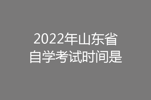 2022年山东省自学考试时间是