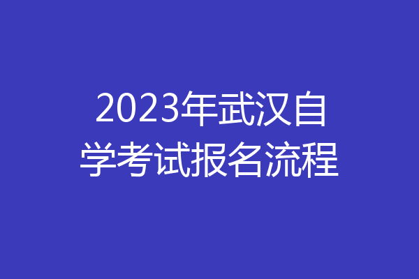 2023年武汉自学考试报名流程
