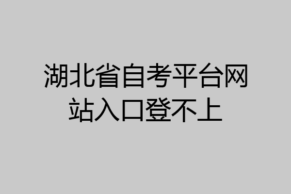 湖北省自考平台网站入口登不上