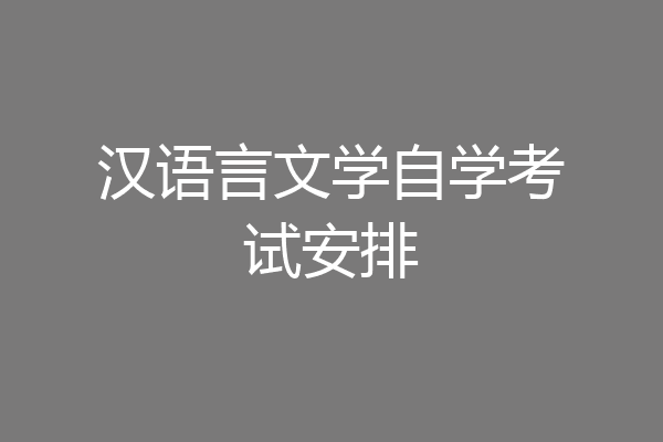 汉语言文学自学考试安排