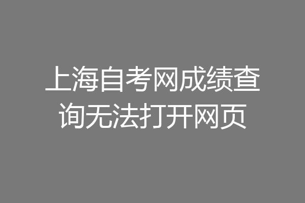 上海自考网成绩查询无法打开网页