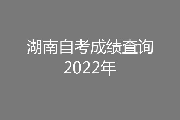 湖南自考成绩查询2022年