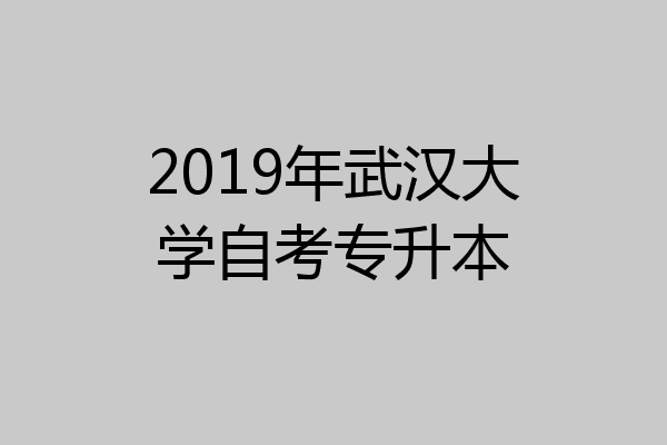 2019年武汉大学自考专升本