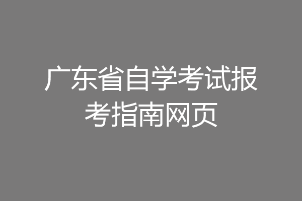 广东省自学考试报考指南网页