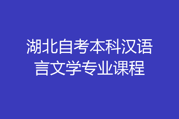 湖北自考本科汉语言文学专业课程