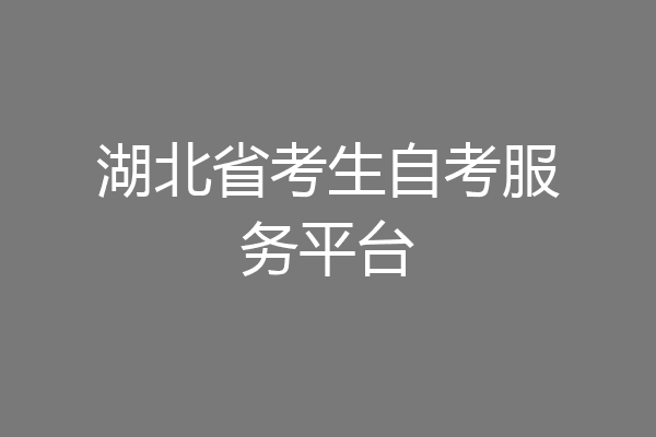 湖北省考生自考服务平台