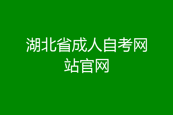 湖北省成人自考网站官网