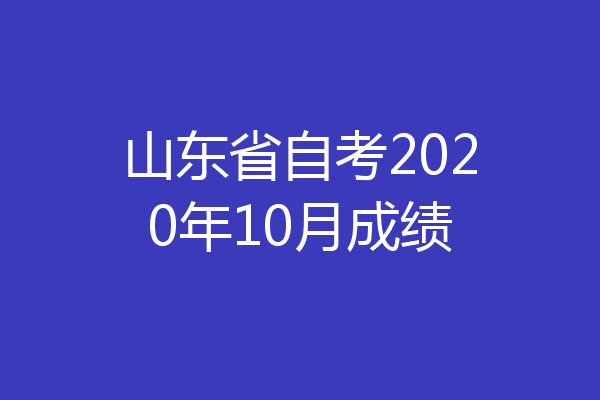 山东省自考2020年10月成绩