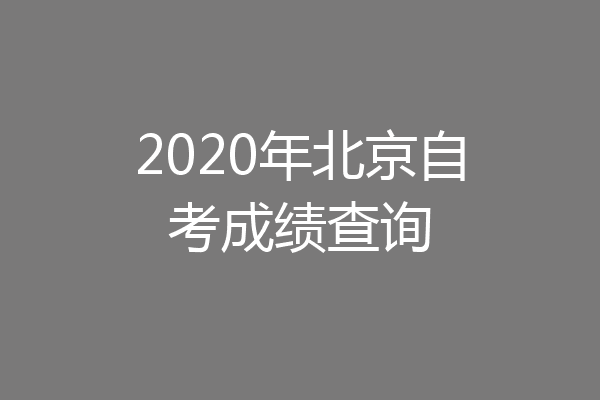 2020年北京自考成绩查询