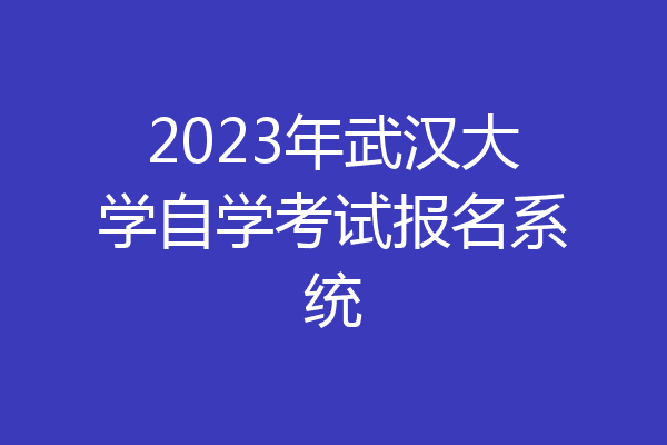 2023年武汉大学自学考试报名系统