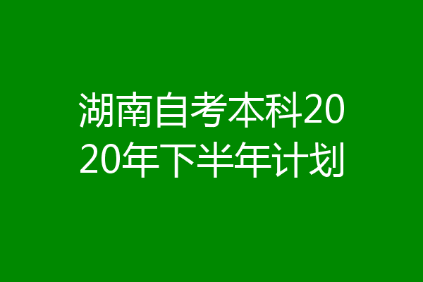 湖南自考本科2020年下半年计划
