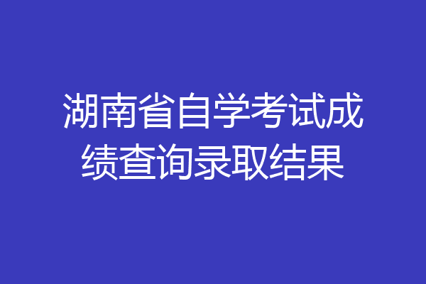 湖南省自学考试成绩查询录取结果