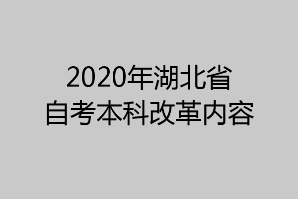 2020年湖北省自考本科改革内容
