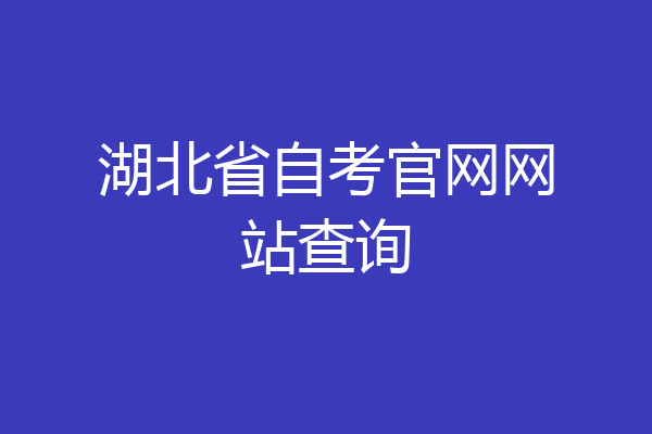 湖北省自考官网网站查询